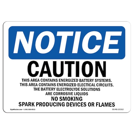 Signmission OSHA Sign, 18" H, 24" W, Rigid Plastic, NOTICE Caution This Area Contains Energized Sign, Landscape OS-NS-P-1824-L-15312